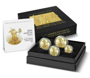 2022 W 1.85 Oz Gold American Eagle 4 Coin Proof Set (22EF) with OGP (BOX & COA)