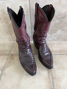 Dan Post 12 D Cowboy Boots Burgandy Leather Pointed Toe