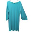 Spence Turquoise Size 12 Slit Long Sleeve Dress Party Wedding Cocktail