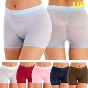 US Women's See Through Boyshort Panties Underwear Stretch Boxer Briefs Hot Pants