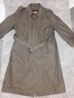 STAFFORD Vtg Trench Coat Mens L Sz 44 Reg Brown / Olive Green Khaki Wool Lining