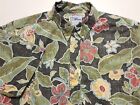 Vintage 1990-00s Reyn Spooner Charcoal Floral Pullover Hawaiian USA Medium Shirt