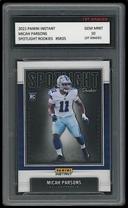 Micah Parsons 2021 Panini Instant Spotlight Rookies 1st Graded 10 Rookie Card RC