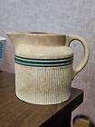 Early Hull Art Pottery Green Banded Stoneware Milk Pitcher Yellow Ware