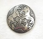 Vintage Sterling Silver Round Horse Pin Brooch 13.4 Grams