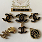 Lot of 6 Chanel Button Gold Tone CC Buttons mix Stamped Logo Zipper pull