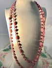 Flapper style pink murano beads on wire necklace 50