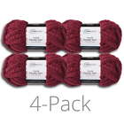 Chunky Chenille Yarn, 31.7 yd, Burgundy, 100% Polyester, Super Bulky, Pack of 4