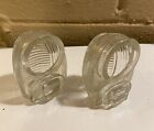 Vintage Crystal Clear Glass Bird Cage Feeder Water Cups (Pair) Made in USA