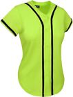Womens Baseball Jersey Raglan Plain T Shirt Team Sport Button Fashion Tee Casual