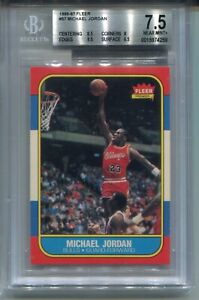 1986 Fleer #57 Michael Jordan Rookie Card Graded BGS 7.5 Nr MINT+ w 8.5 8
