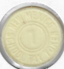 New Mexico School/Sales Tax Token, WHITE PLASTIC, 1 Mill (1/10¢) Coin, 22mm