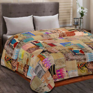 Beautiful Kantha Quilt Indian Throw Handmade Bedding Blanket Bedspread Patchwork