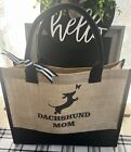 Dachshund Natural Jute Tote Bag Large Size. New! 16”w X 12”h X 7”d.