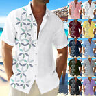 Men Hawaiian Shirt,Vintage Button Down Bowling Shirts Short Sleeve Beach Shirt-Z