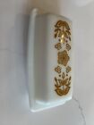 PYREX BUTTERFLY GOLD Butter Dish w/ Lid Oven Ware Milk Glass Vintage 60s MINT