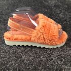 Ugg Koolaburra Slippers Girls Size 4 US Fuzz'n Orange Faux Fur Slingback Slides
