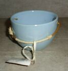 New Made For Retail Blue Ceramic Basket w/ Twine Wrapped Wire Handle ###