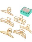 6 Pack Large Metal Hair Claw Clips Nonslip Hair Clips for Thick Thin Hair(Gold)