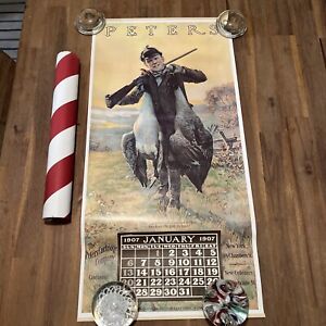 Reproduction 1985 Remington Peters Calendar Poster Boy With Fowl