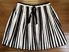 Pink Tartan knife pleated a-line skirt black & white striped tie waist sz 8 EUC