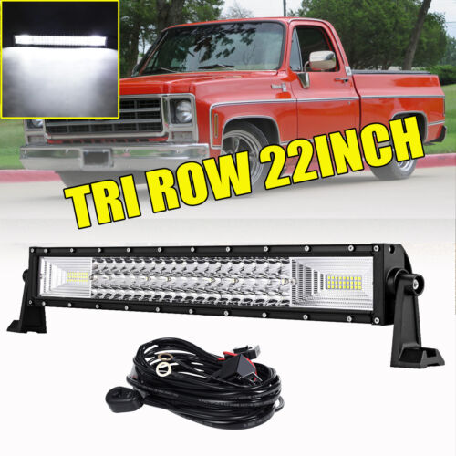 Tri Row 22Inch 1296W LED Light Bar Combo Offroad Driving Fog Lamp Pickup 24