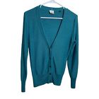 Cabi Sweater Women's Small Teal Knit Cardigan Button Tie V-Neck Neck