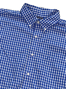 Nautica Button Up Shirt Mens Size Large Blue Gingham Check Long Sleeve