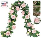 Pink 7.5 Ft  Garland Wall Silk Artificial Hanging Rose Flower Vine Wedding Decor