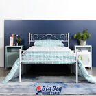 Twin Size White Metal Bed Frame with Headboard/Mattress Foundation