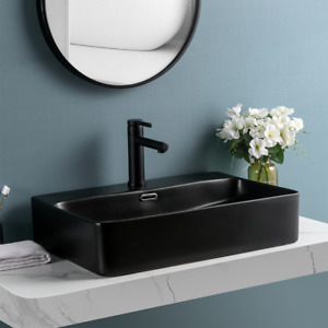 USA Rectangular Black Ceramic Basin Bowl Countertop Bathroom Sink Ceramic Basin