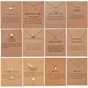 Fashion Women Animal Heart Necklace Charm Pendant Clavicle Chain Jewelry Card