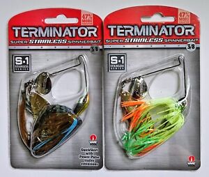 Set of 2 Terminator S1 Super Stainless Spinnerbaits, 3/8 oz, 2 Colors New