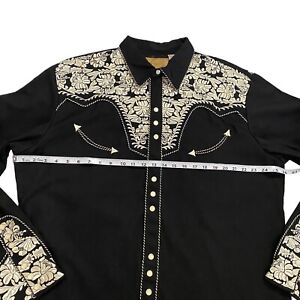 Men's Western Scully Size XL Long Sleeve Embroidered Cowboy Pearl Snap Shirt