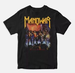 Vintage Manowar Fighting the World Black Cotton T-shirt good new new best shirt