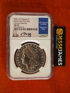 2021 CC PRIVY MORGAN SILVER DOLLAR NGC MS70 ADVANCE RELEASES EDMUND MOY SIGNED