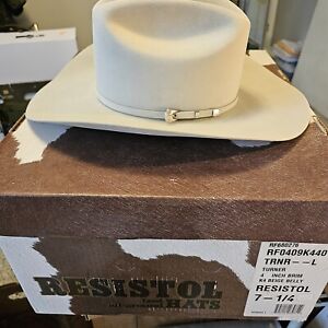 NWT Resistol Turner Cowboy Self Conforming  Hat. 4in brim. K4 Beige. Size 7 1/4.