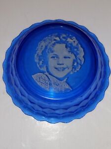 Vintage Shirley Temple 1930s Cobalt Blue Glass Cereal Bowl Dish