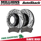 Front Drilled Slotted Brake Rotors Black & Pads for Chevy Silverado 2500 HD V8