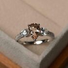 2Ct Pear Cut Lab Created Chocolate Diamond Engagement Ring 14K White Gold Plated