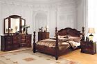 NEW 5 piece Traditional Queen King Bedroom Set Furniture in Dark Cherry Pine AC5
