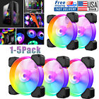 1-5Pack RGB LED Computer Gaming Case Fan Cooling 12V 120mm PC Quiet Fans