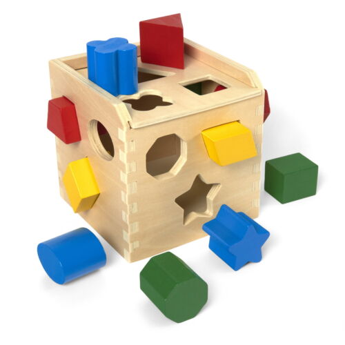 Shape Sorting Cube - Classic Wooden Toy With 12 Shapes