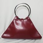 Vtg Wilson's Leather Red Patent Mini Purse Triangle Handbag Round Metal Handles