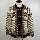 Dale of Norway Wool Metal Clasp Nordic Fair Isle Knit Cardigan Sweater Size 40 M