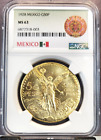 1928 MEXICO GOLD 50 PESOS WINGED LIBERTY NGC MS 63 SCARCE LOW MINTAGE BEAUTY