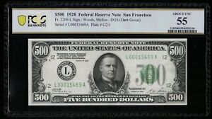 SC 1928 $500 Key San Francisco, CA District Fr.2200-L FRN Insane EYE APPEAL