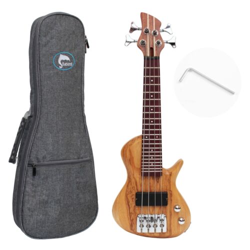 Mini Electric Travel Bass Electric Ubass 4 String Fretted Bass Ukulele with Bag