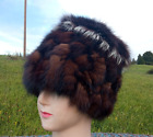 Original womens winter mink hat with fox trim.mink hat.fashion hat.warm winter h