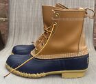 LL Bean Women's Blue Leather Lace Up Insulated Ankle Duck Boots Size 9 M